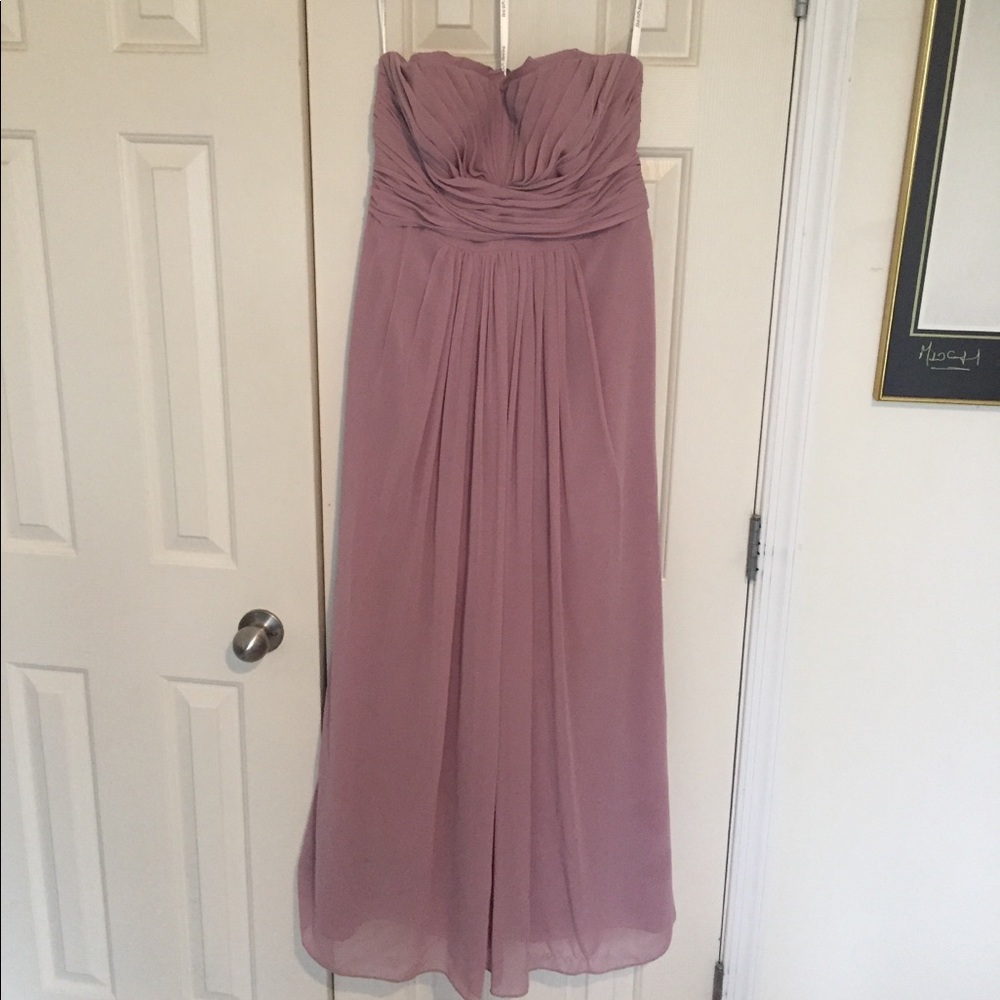 David’s Bridal Long Strapless Chiffon Dress
